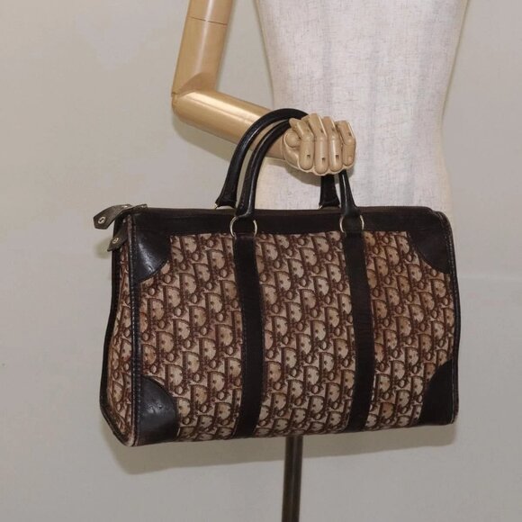 Dior Handbags - Christian Dior Trotter Canvas Hand Bag Brown Gold Auth 128326